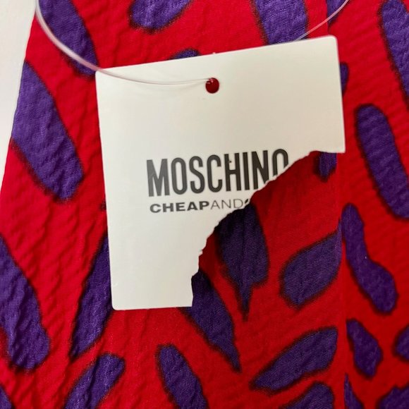 Moschino Sleeveless V-Neck Fit/Flare Dress - Red/Purple - 12 - Picture 9 of 12